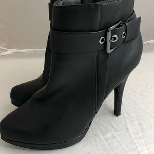 Black faux Leather Ankle Boots